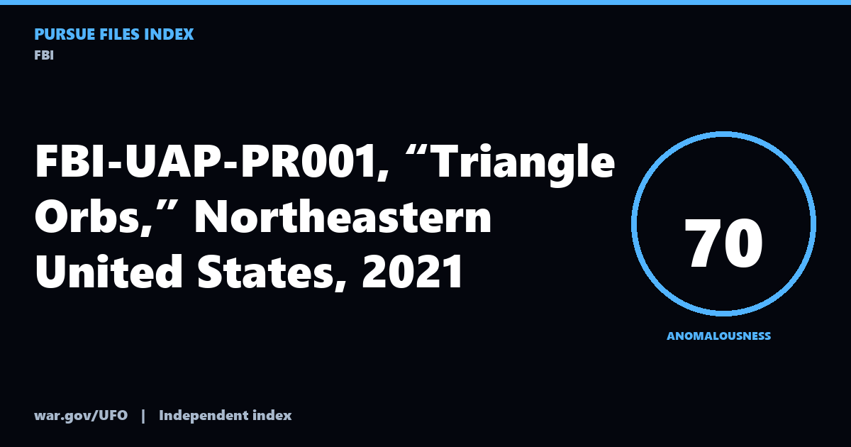 FBI-UAP-PR001, “Triangle Orbs,” Northeastern United States, 2021 ...