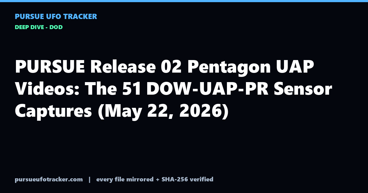 PURSUE Release 02: 51 Pentagon UAP Sensor Videos | PURSUE UFO Tracker
